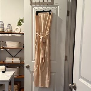 Chic Beige Jumpsuit with Tie Waist